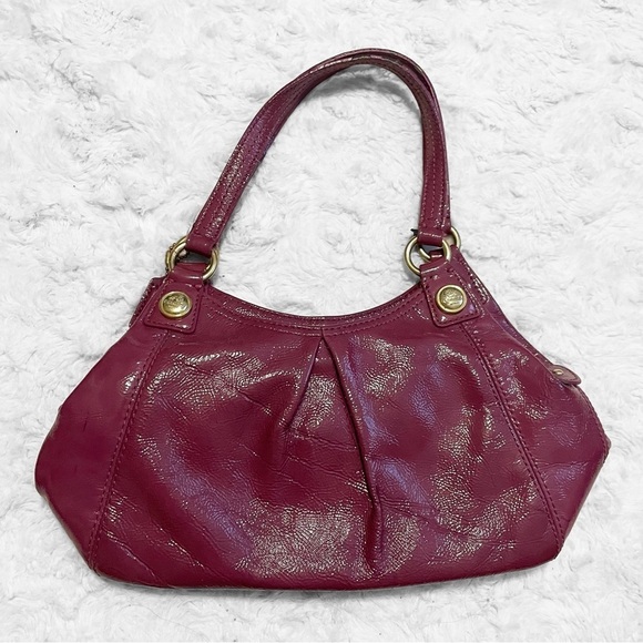 COACH Mia Patent Mini Maggie Raspberry Patent Leather Small Hobo Y2K Handbag - Picture 1 of 7
